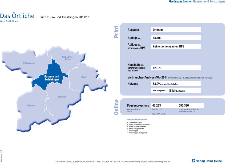 970 Verbraucher-Analyse (VA) 2011 Bevölkerung ab 14 Jahre, Regierungsbezirk
