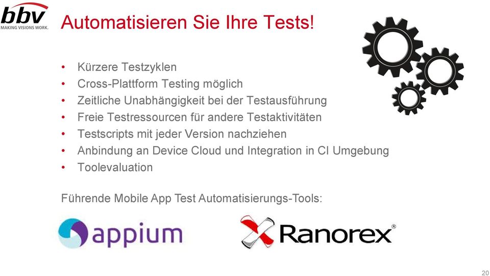 Testausführung Freie Testressourcen für andere Testaktivitäten Testscripts mit jeder