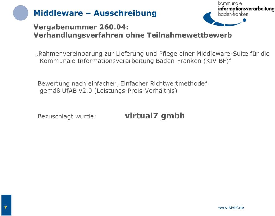 Pflege einer Middleware-Suite für die Kommunale Informationsverarbeitung Baden-Franken