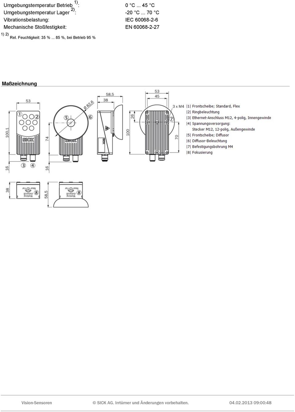 .. 70 C Vibrationsbelastung: IEC 60068-2-6 Mechanische