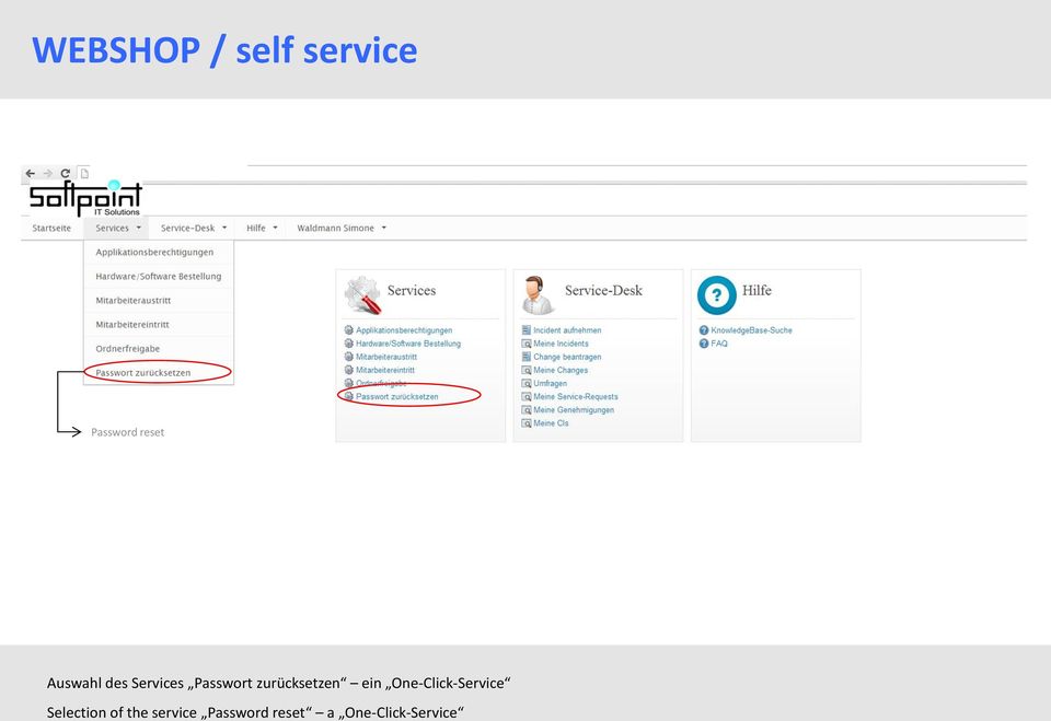 One-Click-Service Selection of the