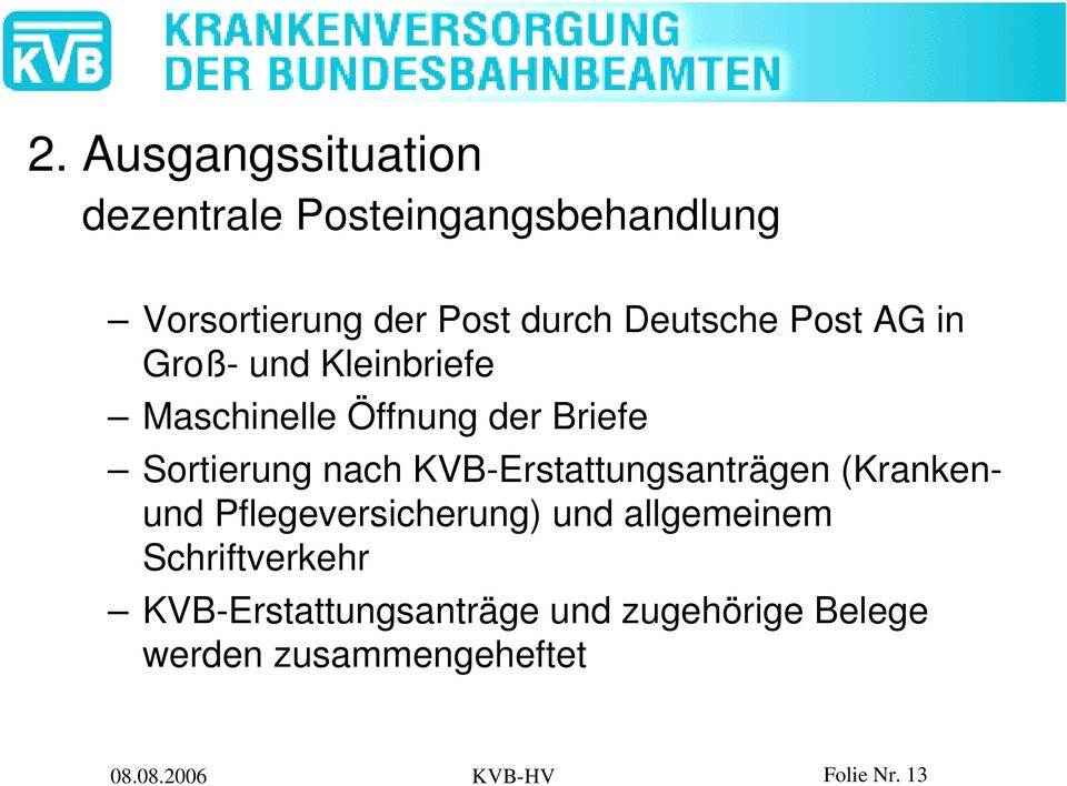 KVB-Erstattungsanträgen (Krankenund Pflegeversicherung) und allgemeinem Schriftverkehr