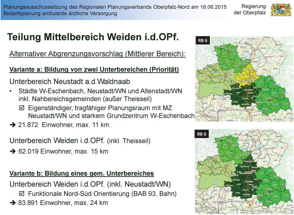 Nahbereichsgemeinden (außer Theisseil) þ Eigenständiger, tragfähiger Planungsraum mit MZ Neustadt/WN und starkem Grundzentrum W-Eschenbach è 21.872 Einwohner, max.