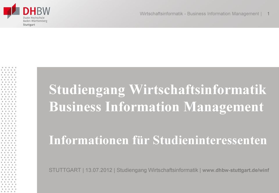 Management Informationen für Studieninteressenten STUTTGART
