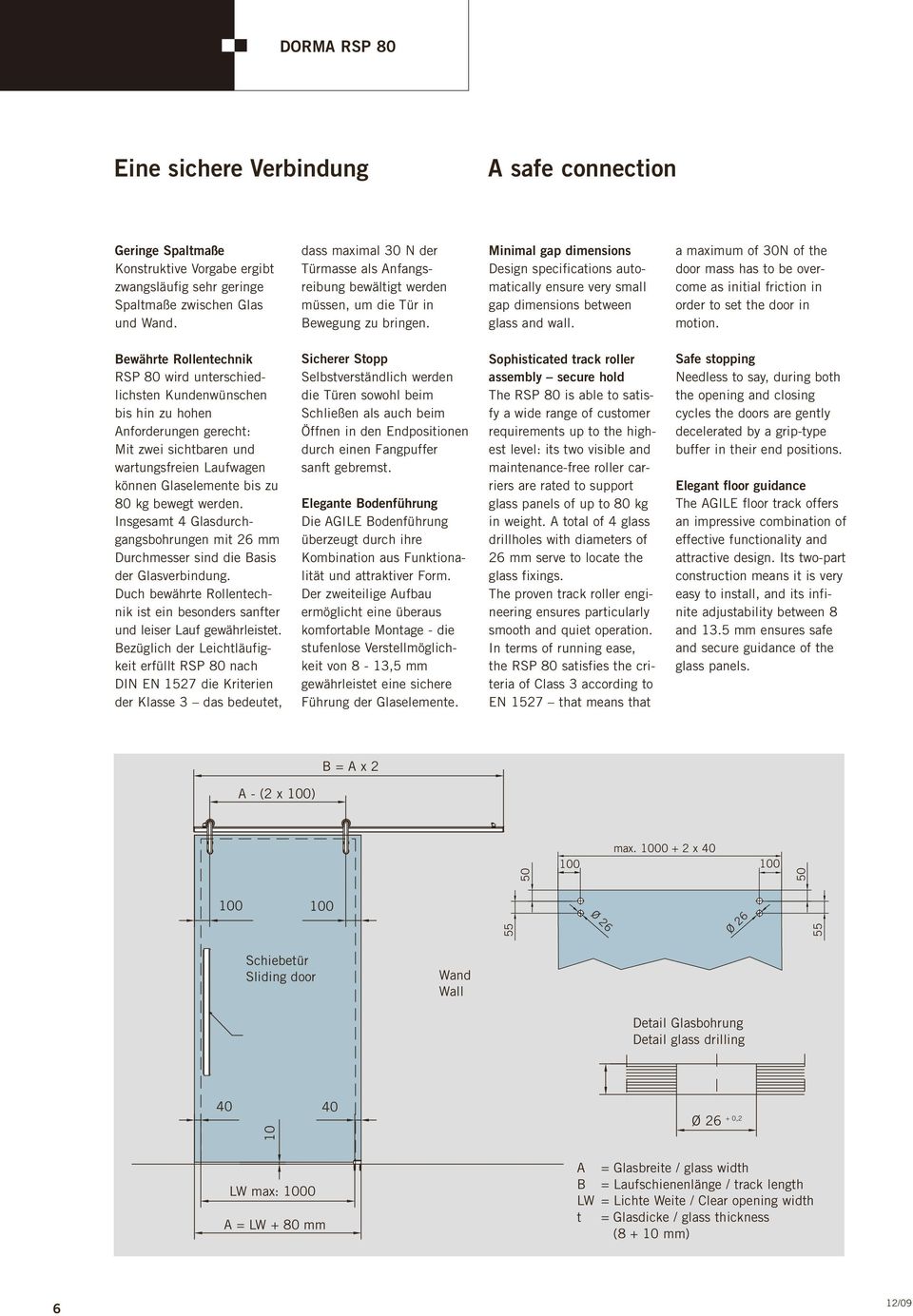 Minimal gap dimensions Design specifications automatically ensure very small gap dimensions between glass and wall.