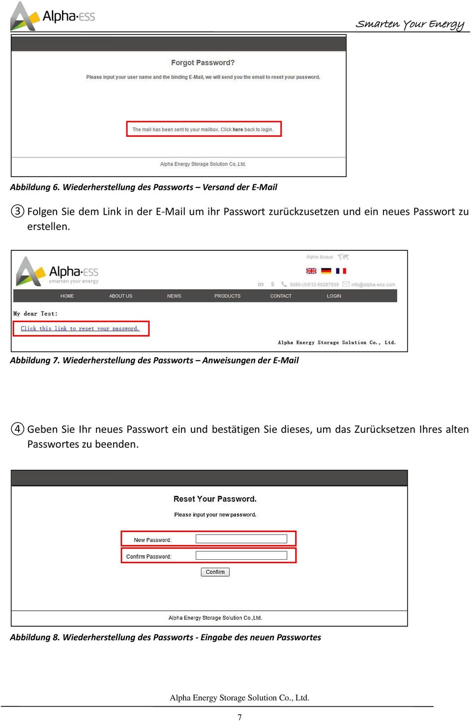 zurückzusetzen und ein neues Passwort zu erstellen. Abbildung 7.