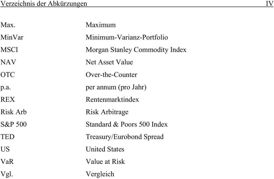Over-the-Counter per annum (pro Jahr) Rentenmarktindex Risk Arbitrage Standard &