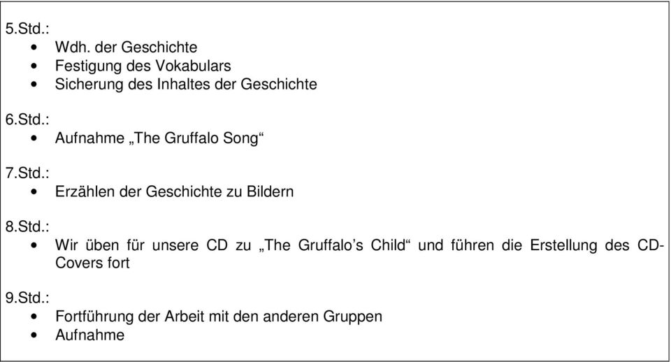 : Aufnahme The Gruffalo Song 7.Std.