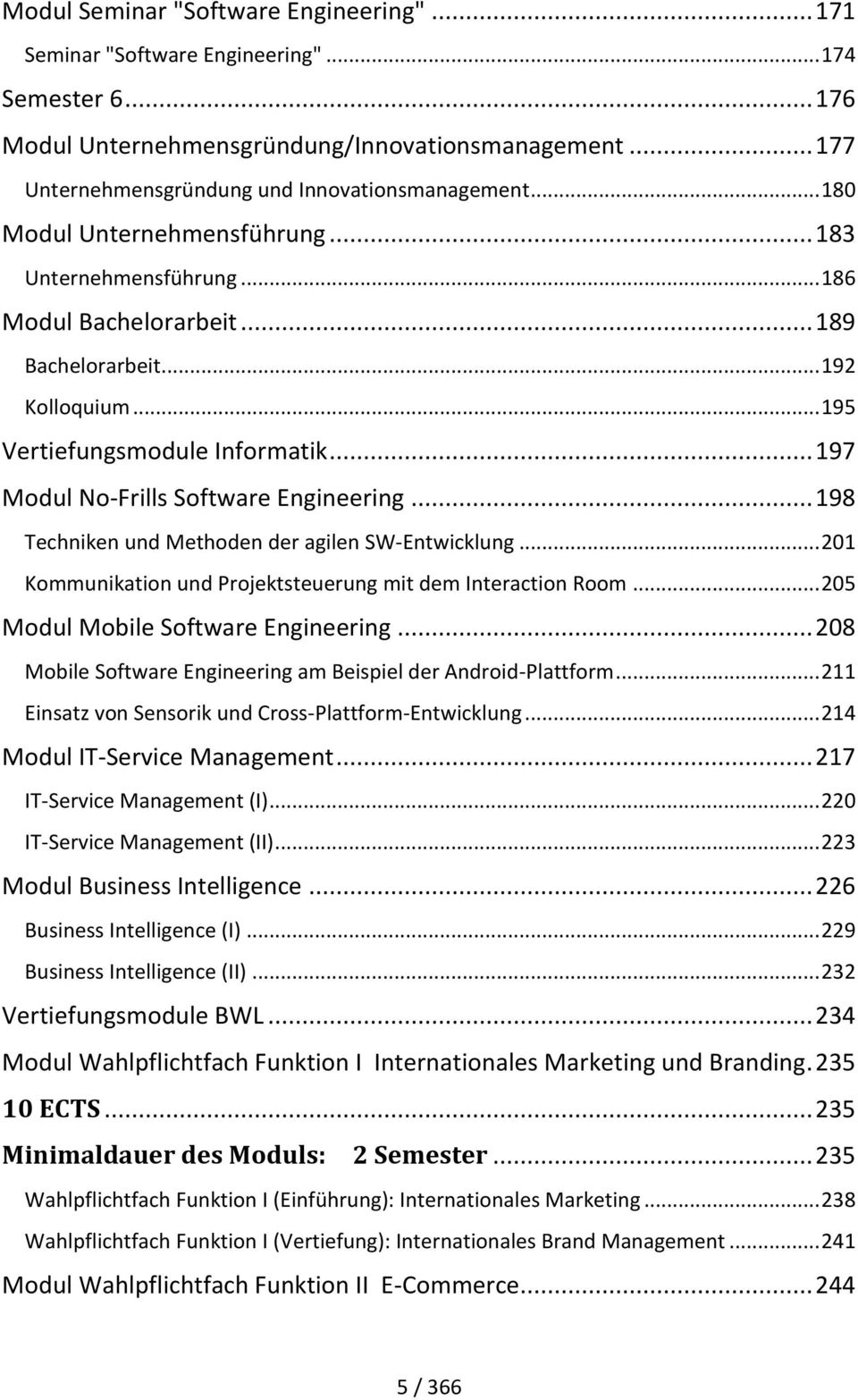.. 195 Vertiefungsmodule Informatik... 197 Modul No-Frills Software Engineering... 198 Techniken und Methoden der agilen SW-Entwicklung.