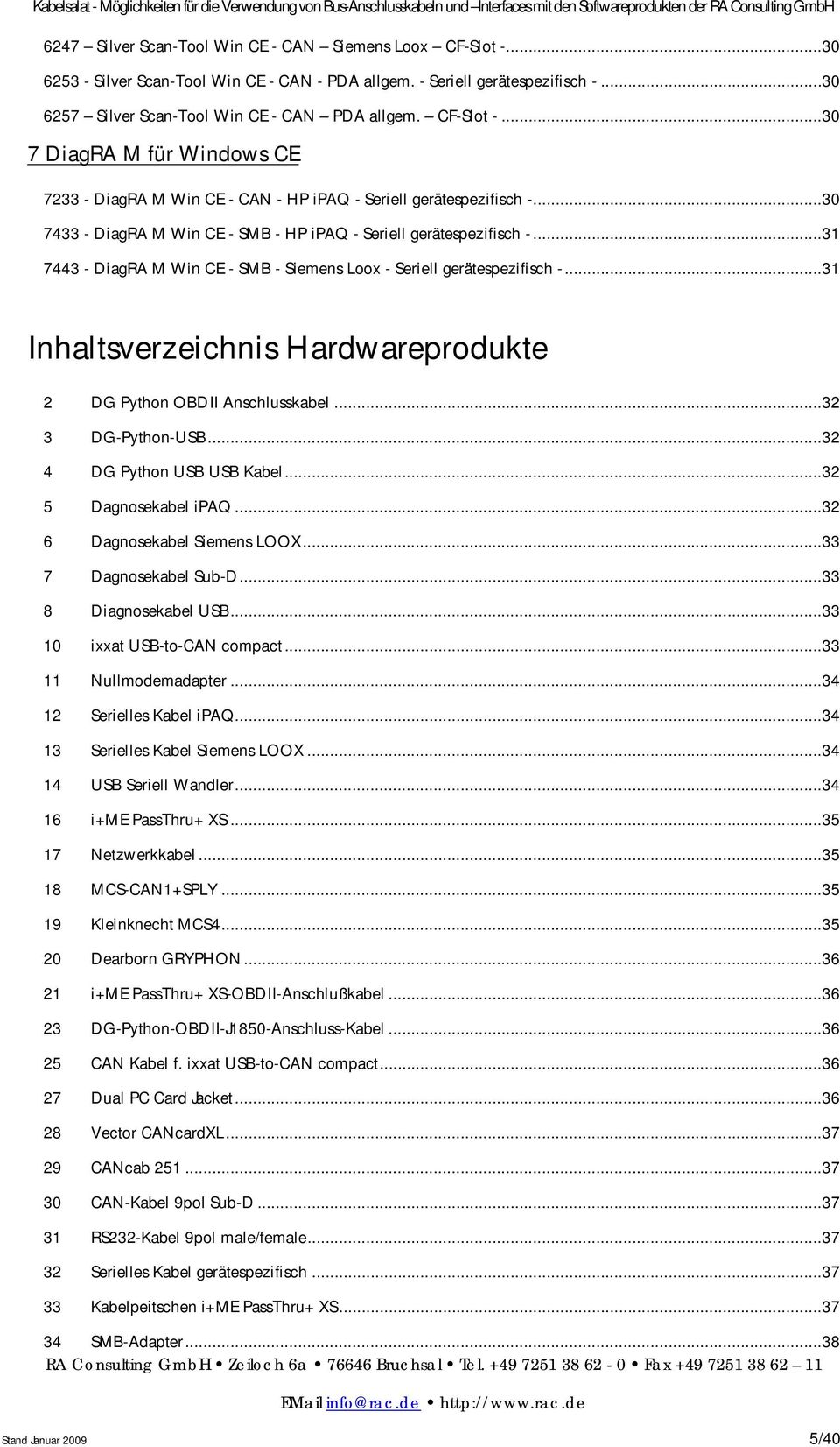 ..31 7443 - DiagRA M Win CE - SMB - Siemens Loox - Seriell gerätespezifisch -...31 Inhaltsverzeichnis Hardwareprodukte 2 DG Python OBDII Anschlusskabel...32 3 DG-Python-USB.