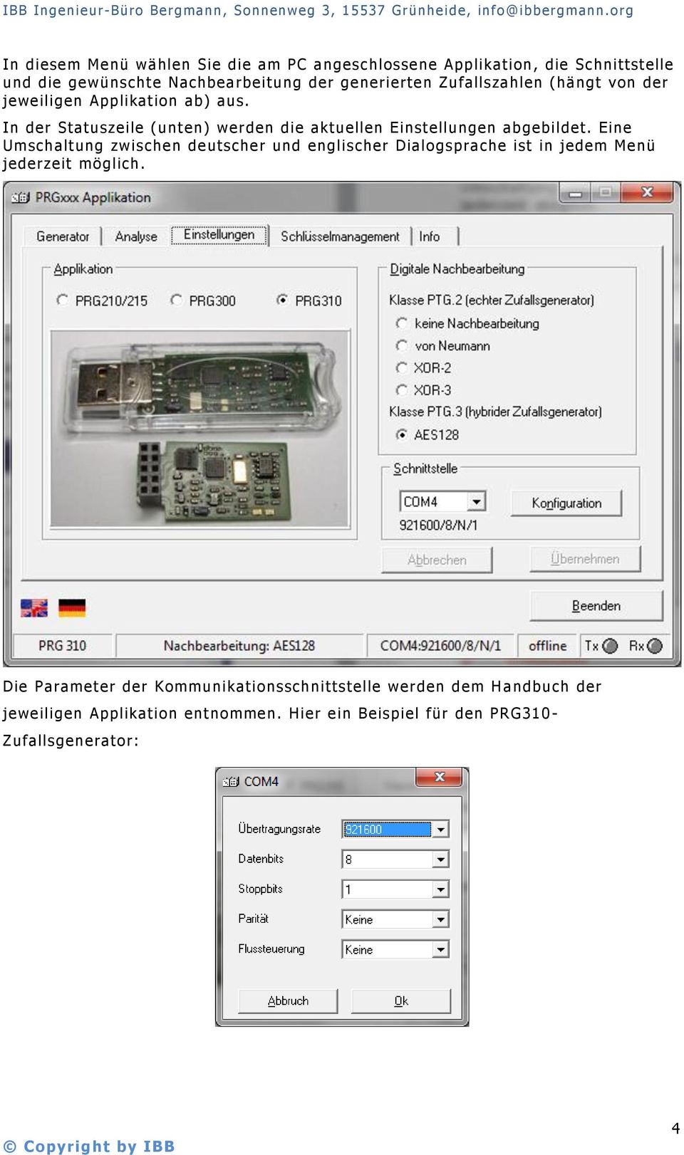 In der Statuszeile (unten) werden die aktuellen Einstellungen abgebildet.