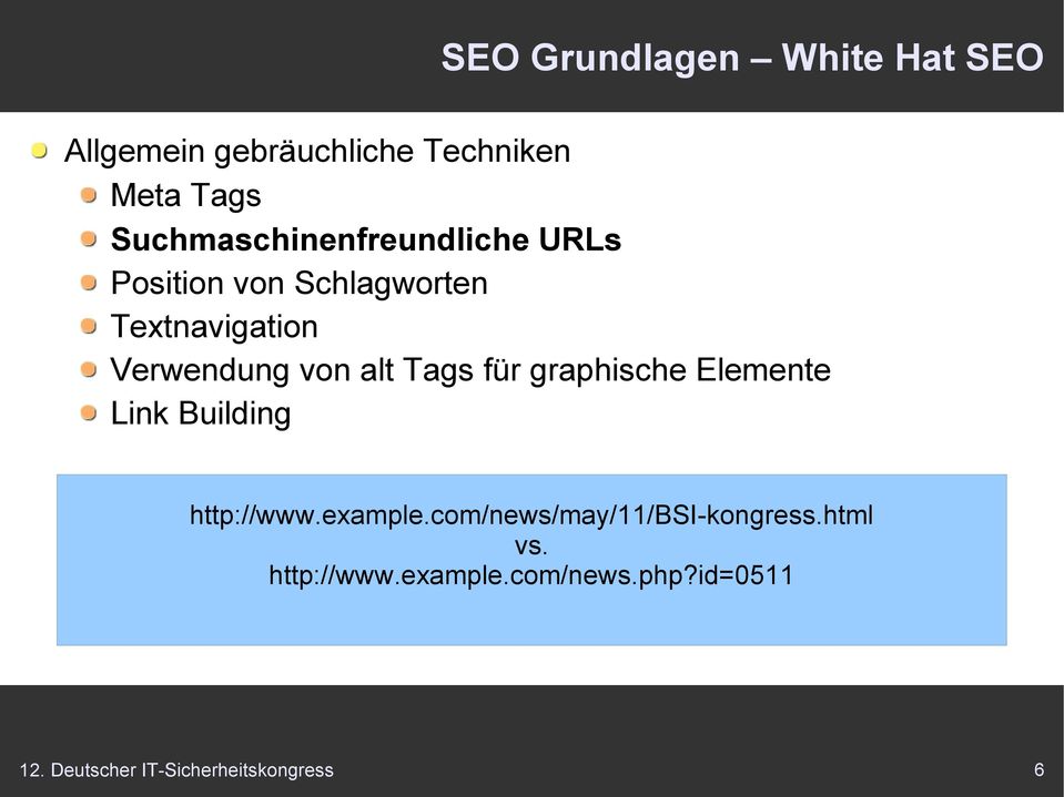alt Tags für graphische Elemente Link Building http://www.example.