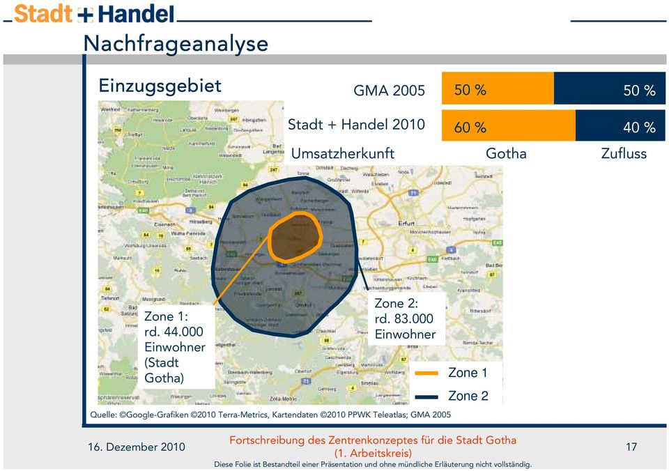 000 Einwohner (Stadt Gotha) Zone 2: rd. 83.