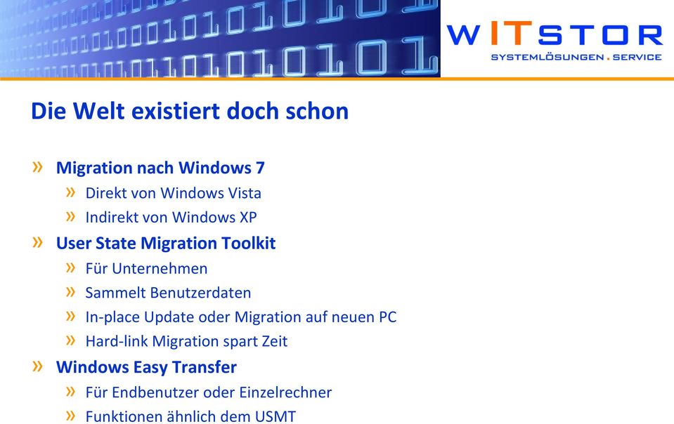 Benutzerdaten» In-place Update oder Migration auf neuen PC» Hard-link Migration spart