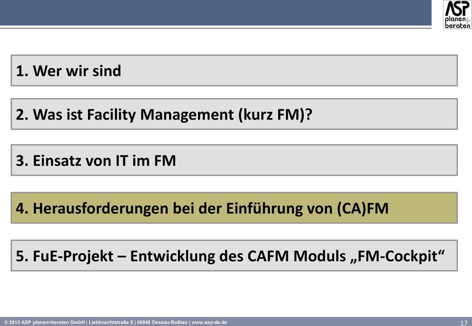 Herausforderungen bei der Einführung von (CA)FM 5.