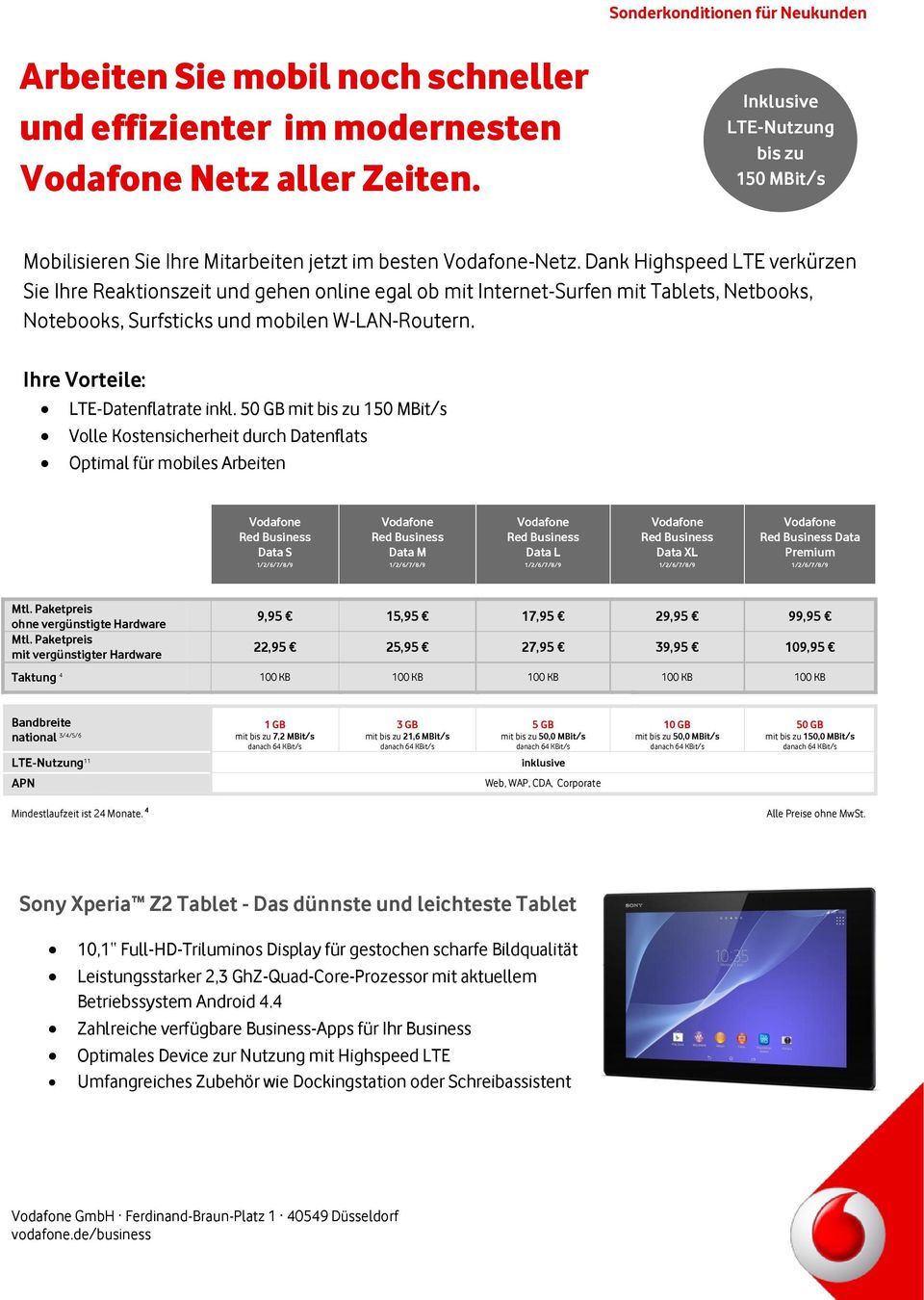 Ihre Vorteile: LTE-Datenflatrate inkl.