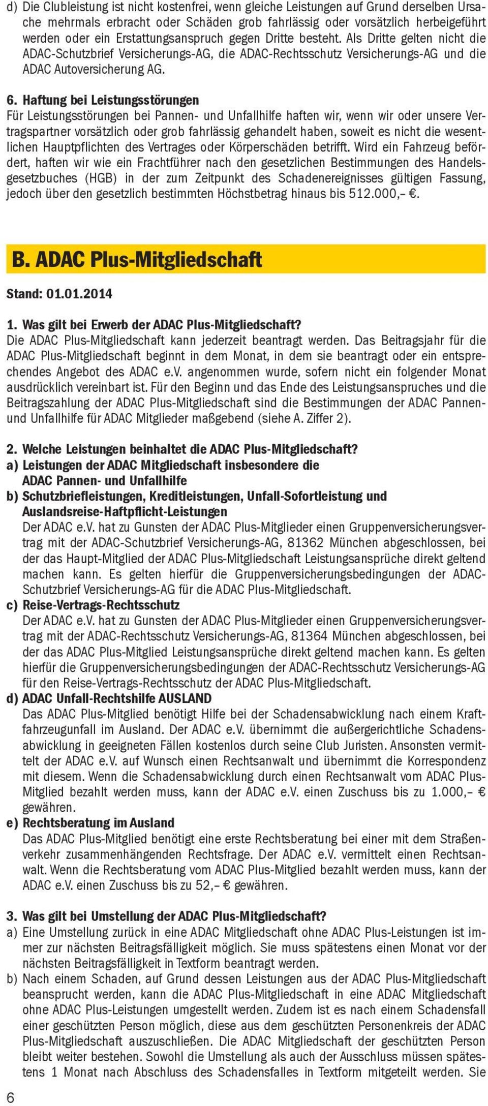 Adac plus mitgliedschaft vor 2014