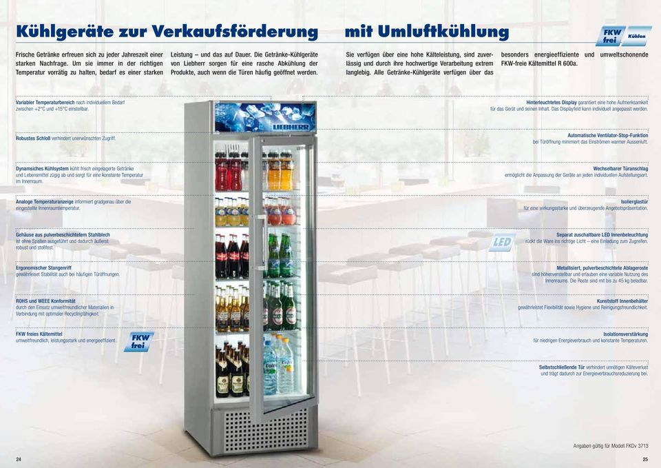 Die Getränke-Kühlgeräte von Liebherr sorgen für eine rasche Abkühlung der Produkte, auch wenn die Türen häufig geöffnet werden.