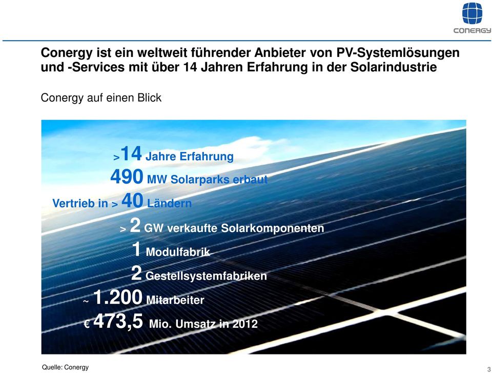 MW Solarparks erbaut Vertrieb in > 40 Ländern > 2 GW verkaufte Solarkomponenten 1