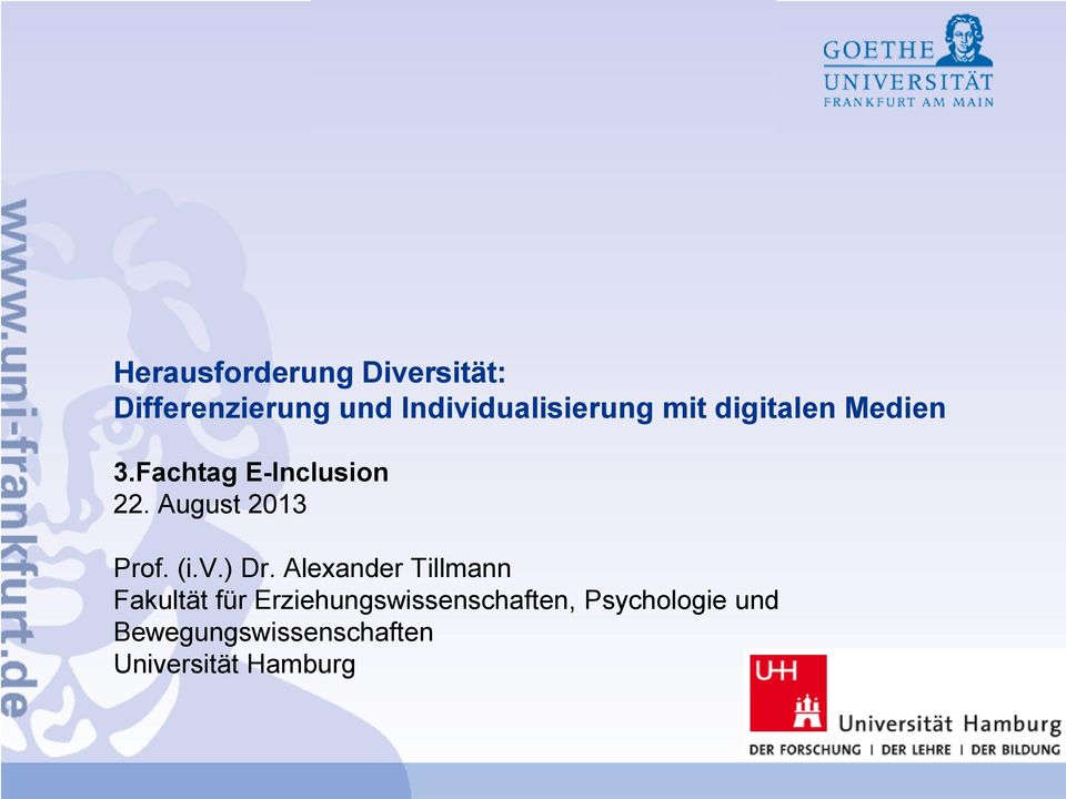 Fachtag E-Inclusion 22. August 2013 Prof. (i.v.