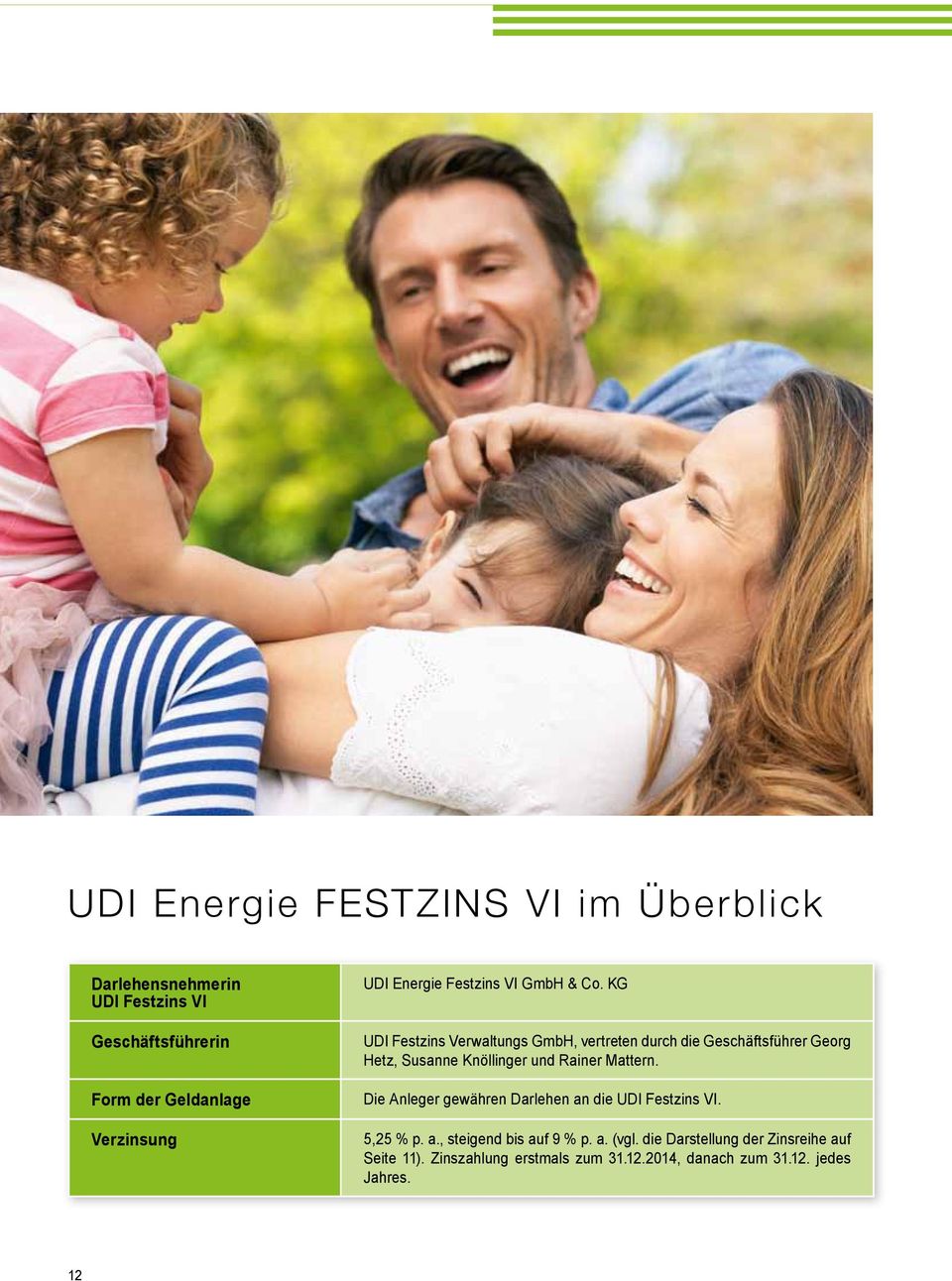 KG UDI Festzins Verwaltungs GmbH, vertreten durch die Geschäftsführer Georg Hetz, Susanne Knöllinger und Rainer Mattern.