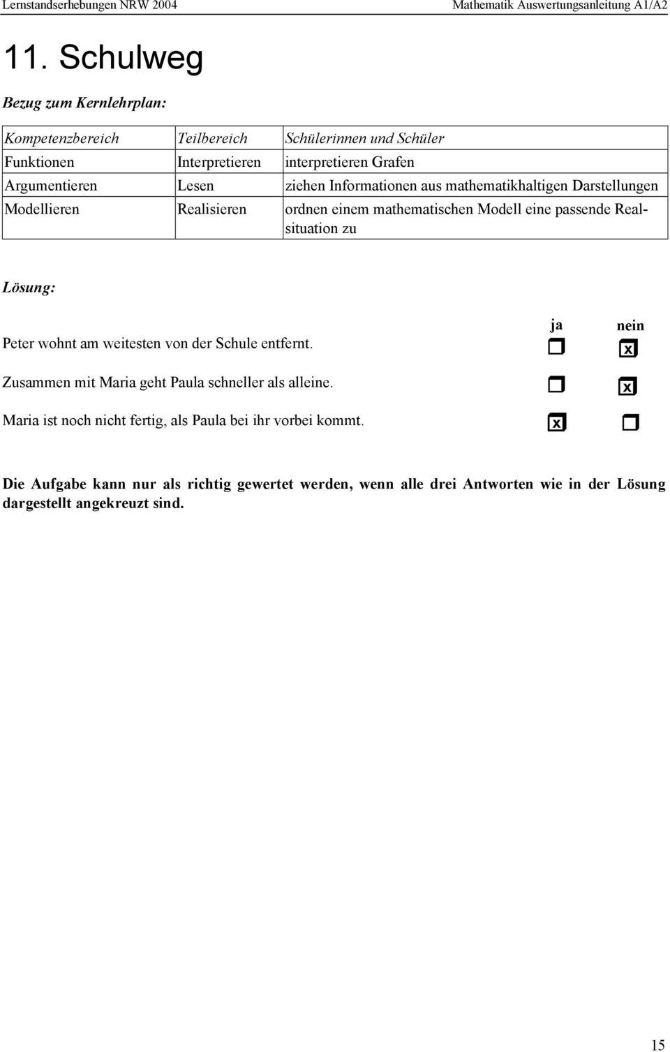 Darstellungen Modellieren Realisieren ordnen einem mathematischen Modell eine passende Realsituation zu Peter wohnt am weitesten von der Schule entfernt.