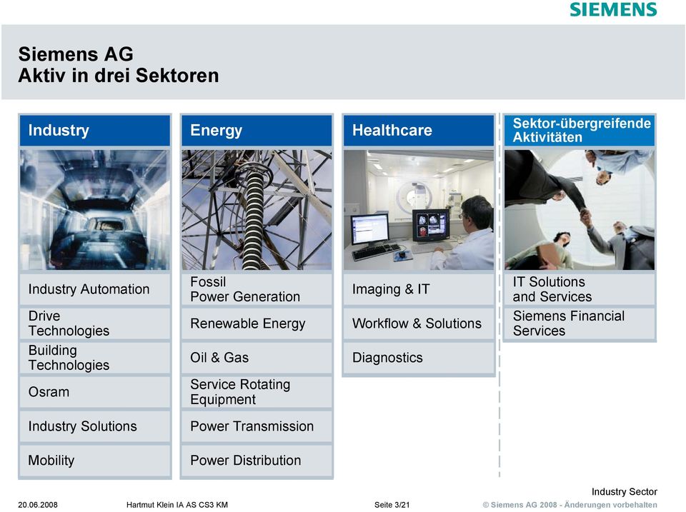 Service Rotating Equipment Imaging & IT Workflow & Solutions Diagnostics IT Solutions and Services Siemens