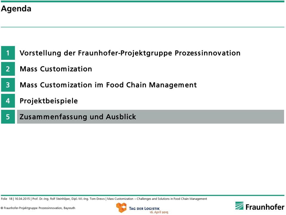 Zusammenfassung und Ausblick Folie 18 16.04.2015 Prof. Dr.-Ing.