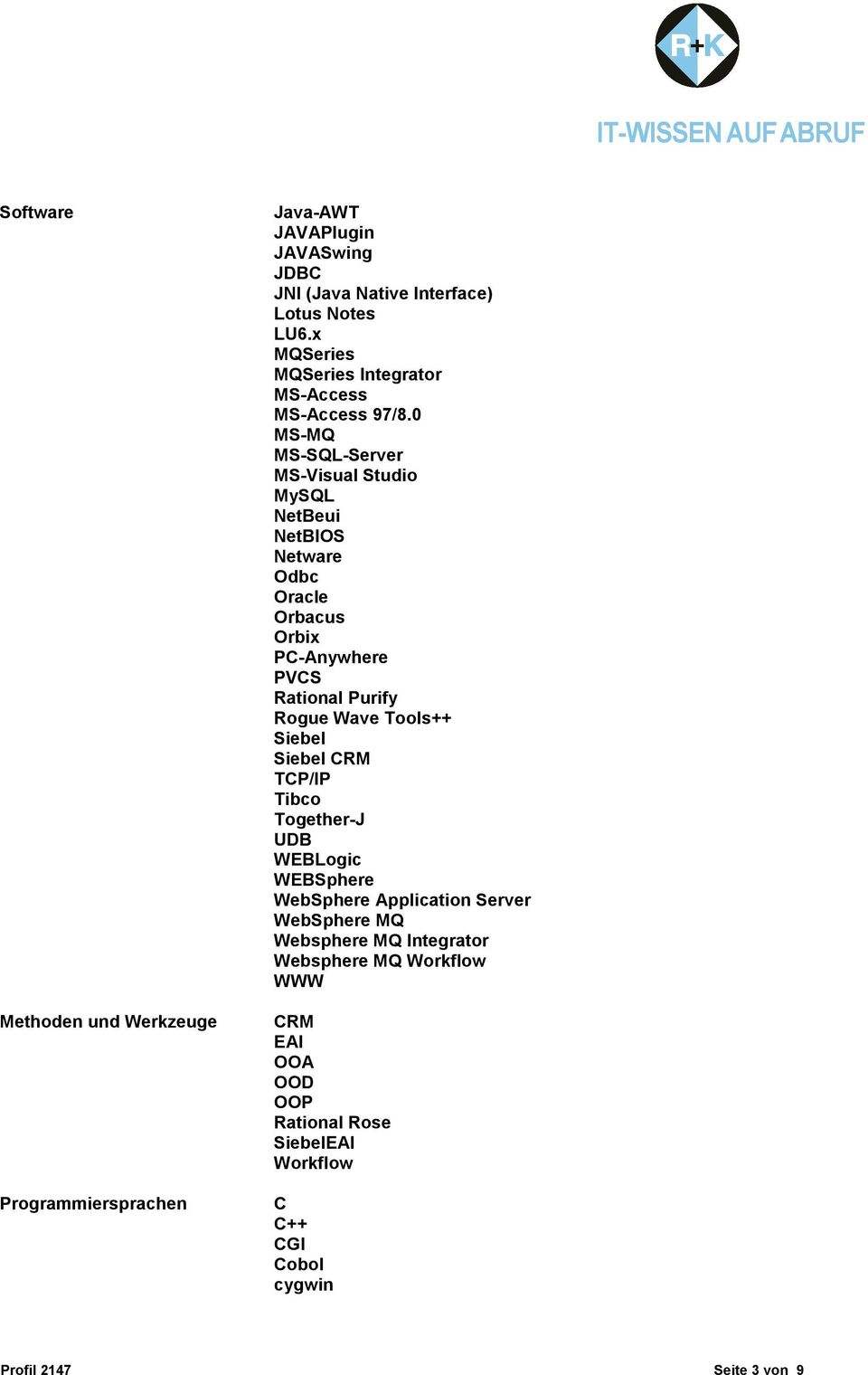 0 MS-MQ MS-SQL-Server MS-Visual Studio MySQL NetBeui NetBIOS Netware Odbc Oracle Orbacus Orbix PC-Anywhere PVCS Rational Purify Rogue Wave Tools++