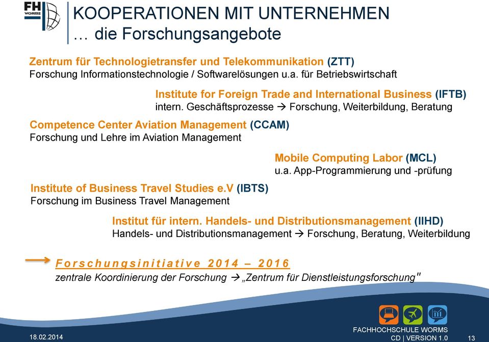 v (IBTS) Forschung im Business Travel Management Mobile Computing Labor (MCL) u.a. App-Programmierung und -prüfung Institut für intern.