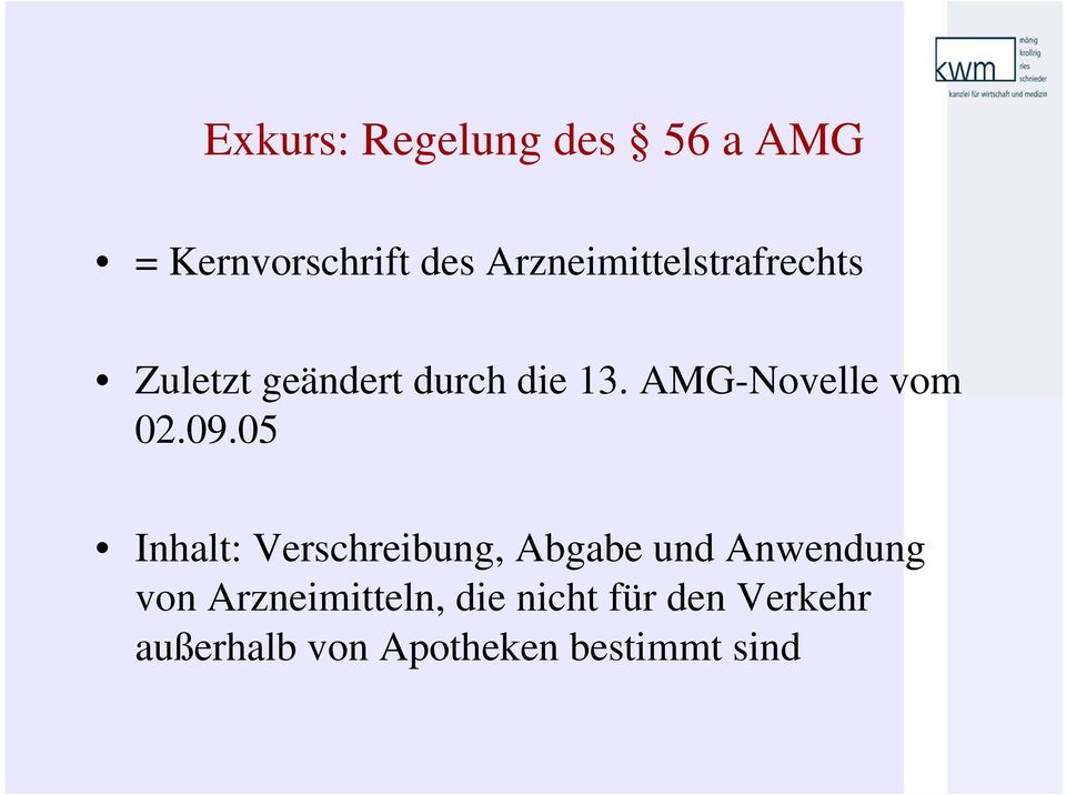 AMG-Novelle vom 02.09.