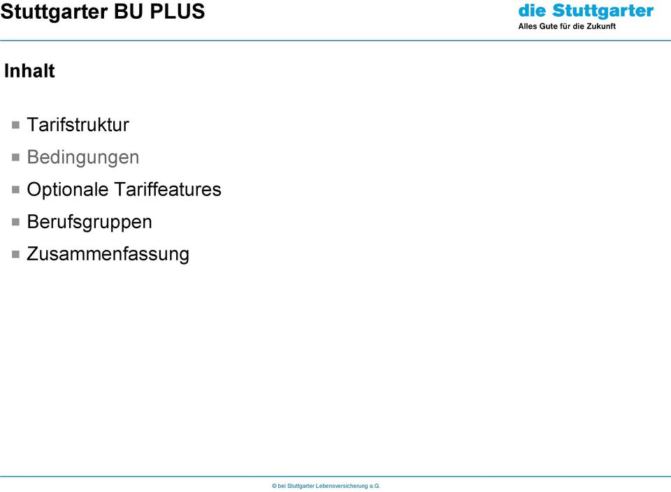 Optionale Tariffeatures