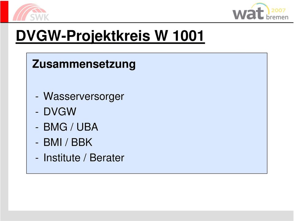 Wasserversorger -DVGW - BMG
