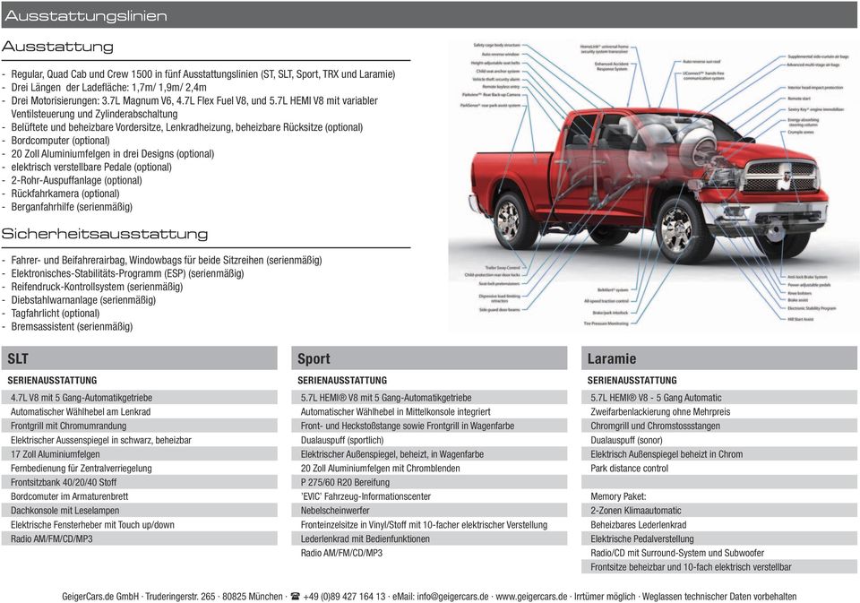 aktivt At give tilladelse sfærisk 2011 Dodge Ram. Ausstattungsliste. GeigerCars.de GmbH Truderingerstr. 265 D  München - PDF Free Download