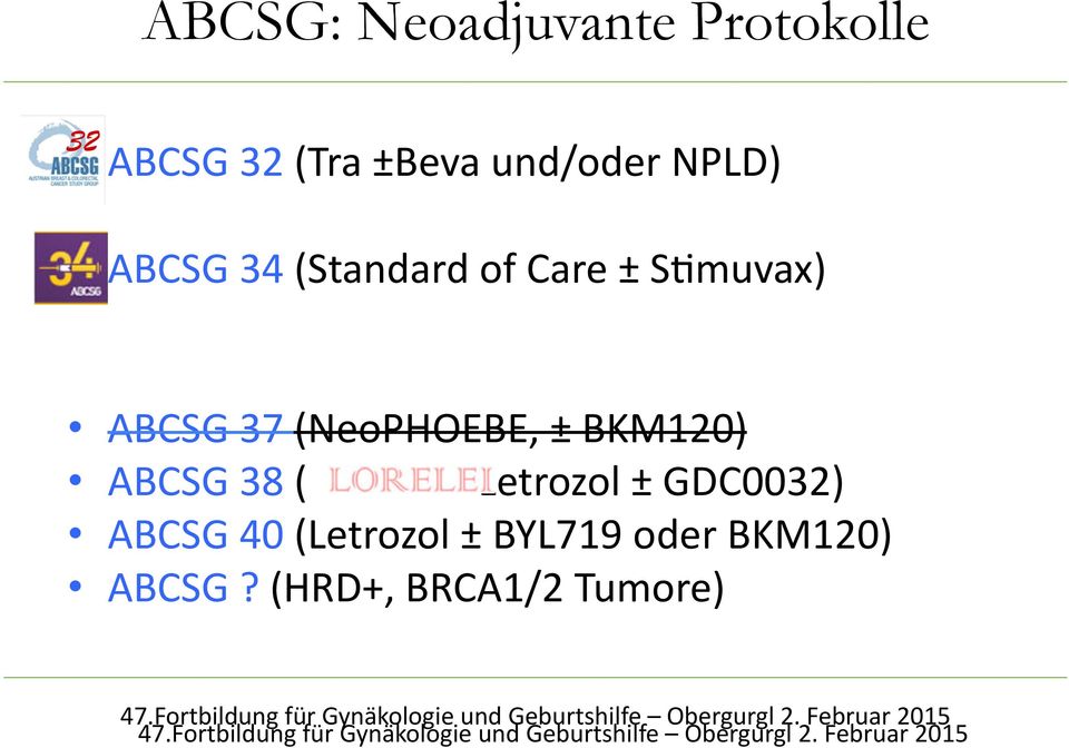 BYL719 oder BKM120) ABCSG? (HRD+, BRCA1/2 Tumore) 47.