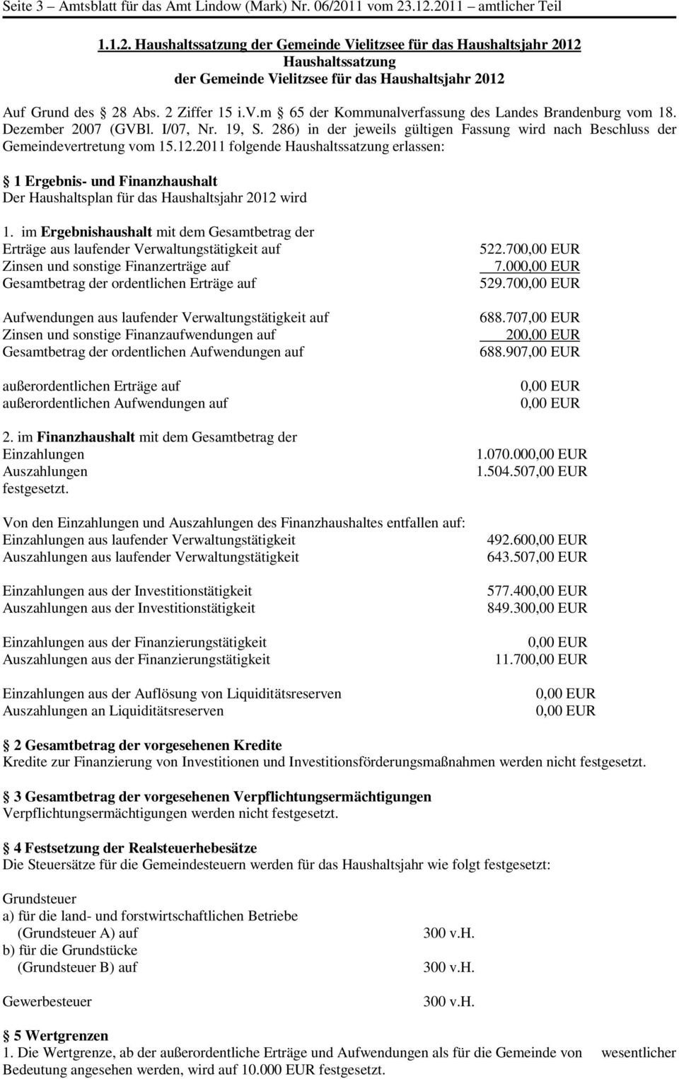2 Ziffer 15 i.v.m 65 der Kommunalverfassung des Landes Brandenburg vom 18. Dezember 2007 (GVBl. I/07, Nr. 19, S. 286) in der jeweils gültigen Fassung wird nach Beschluss der Gemeindevertretung vom 15.