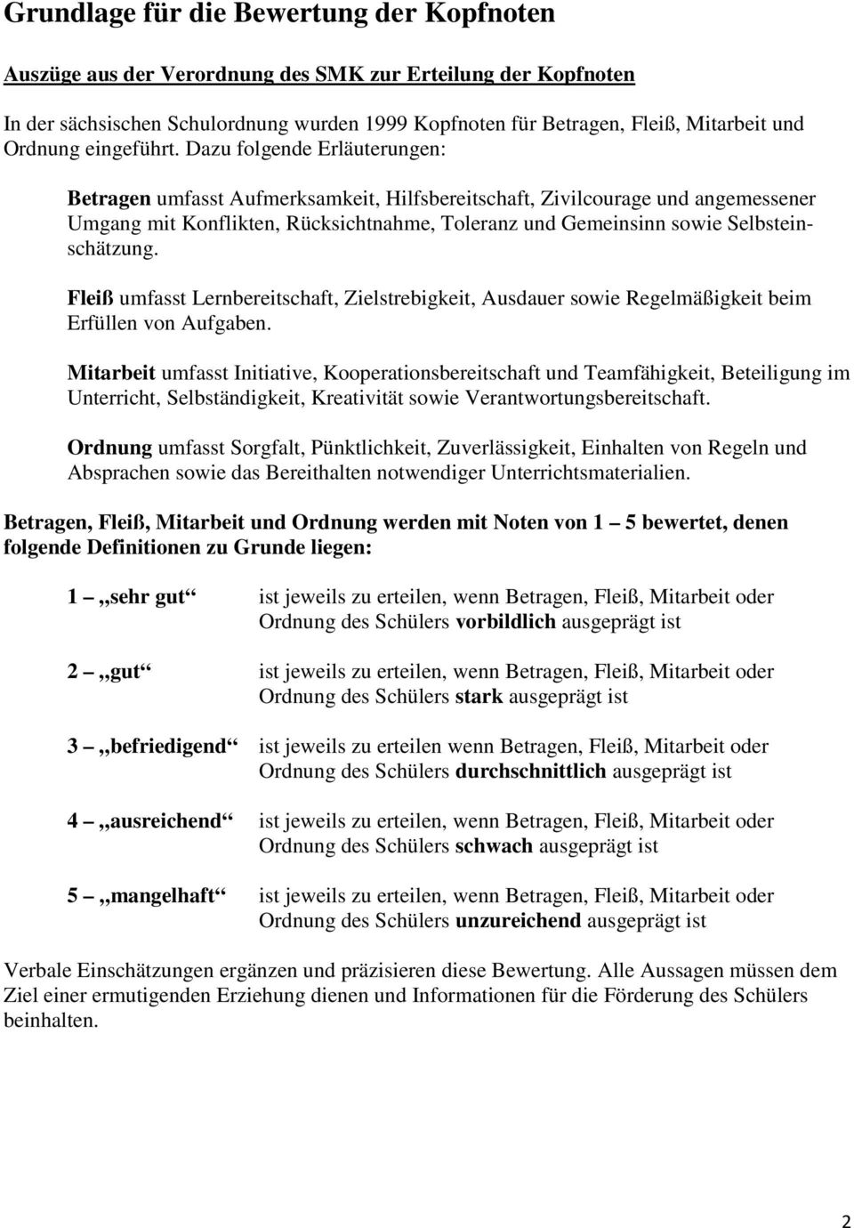 Dazu folgende Erläuterungen: Betragen umfasst Aufmerksamkeit, Hilfsbereitschaft, Zivilcourage und angemessener Umgang mit Konflikten, Rücksichtnahme, Toleranz und Gemeinsinn sowie Selbsteinschätzung.