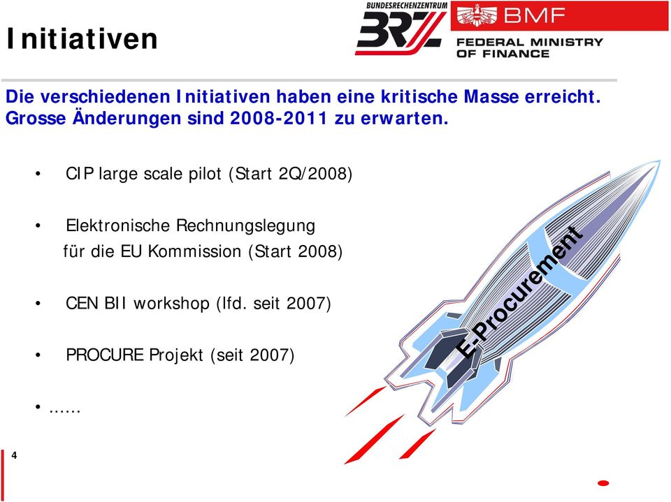 CIP large scale pilot (Start 2Q/2008) Elektronische Rechnungslegung für die