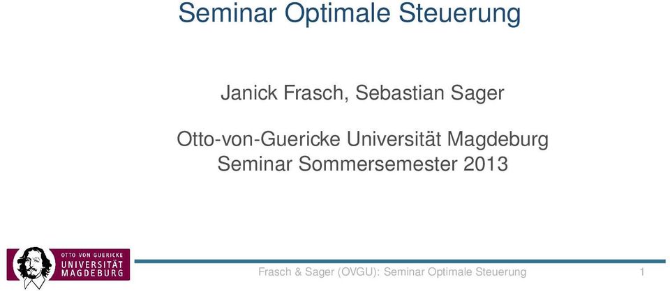 Universität Magdeburg Seminar Sommersemester
