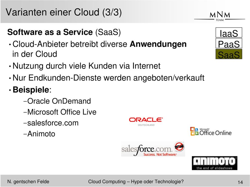 werden angeboten/verkauft Beispiele: -Oracle OnDemand -Microsoft Office Live -salesforce.