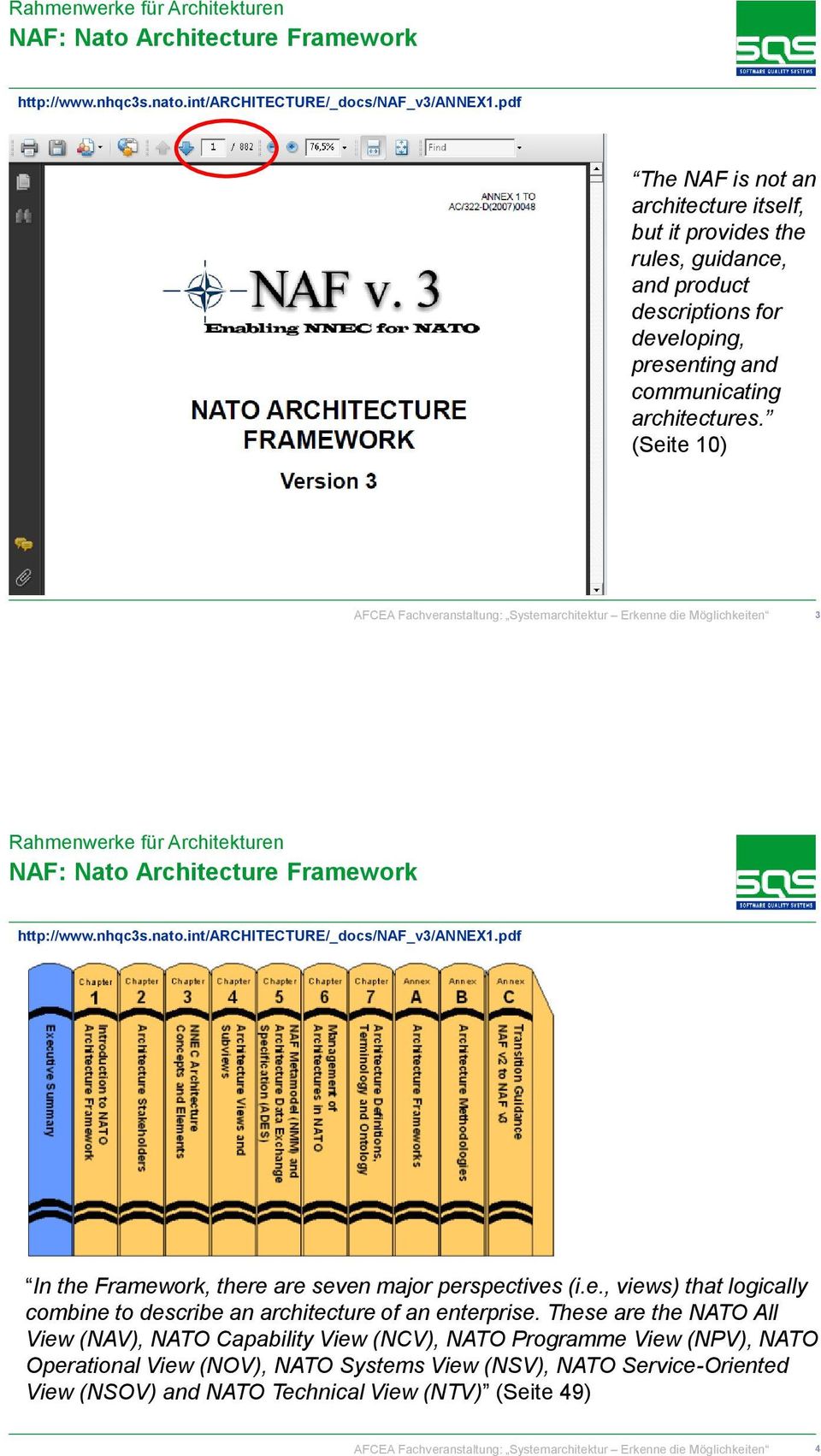 (Seite 10) 3 pdf In the Framework, there are seven major perspectives (i.e., views) that logically combine to describe an architecture of an enterprise.