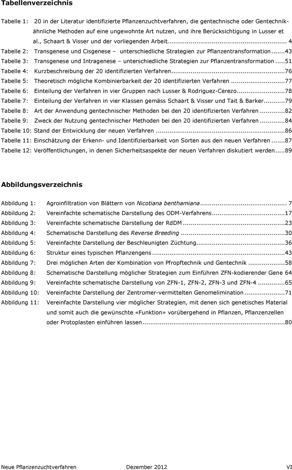 ..43 Tabelle 3: Transgenese und Intragenese unterschiedliche Strategien zur Pflanzentransformation...51 Tabelle 4: Kurzbeschreibung der 20 identifizierten Verfahren.