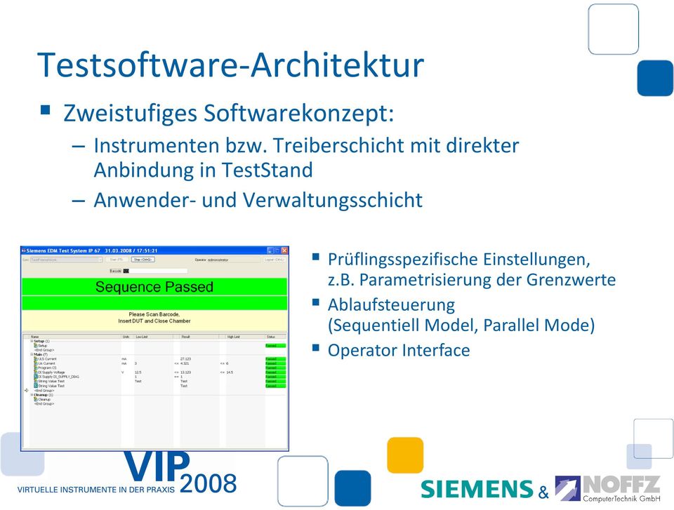 Verwaltungsschicht h Prüflingsspezifische Einstellungen, z.b.