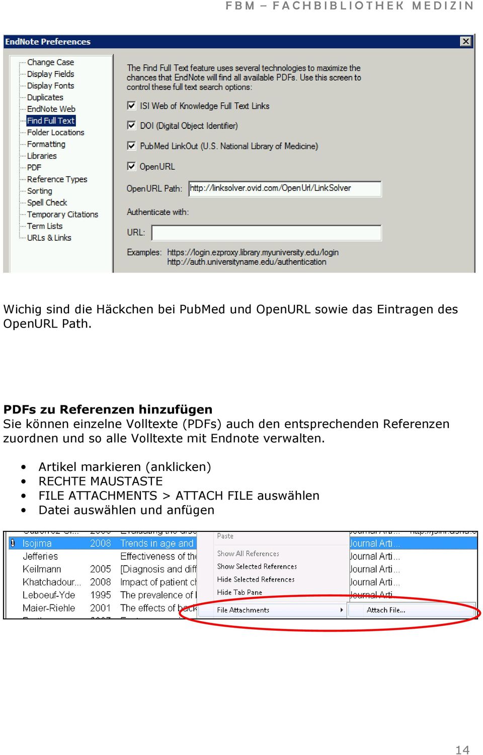 entsprechenden Referenzen zuordnen und so alle Volltexte mit Endnote verwalten.