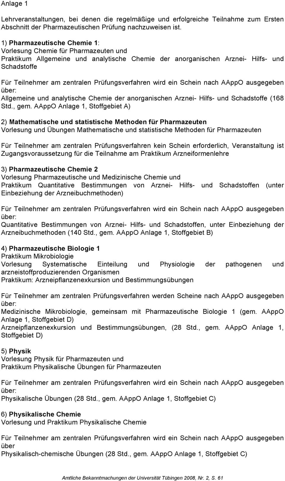 anorganischen Arznei- Hilfs- und Schadstoffe (168 Std., gem.