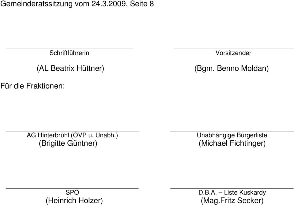 Benno Moldan) Für die Fraktionen: AG Hinterbrühl (ÖVP u. Unabh.