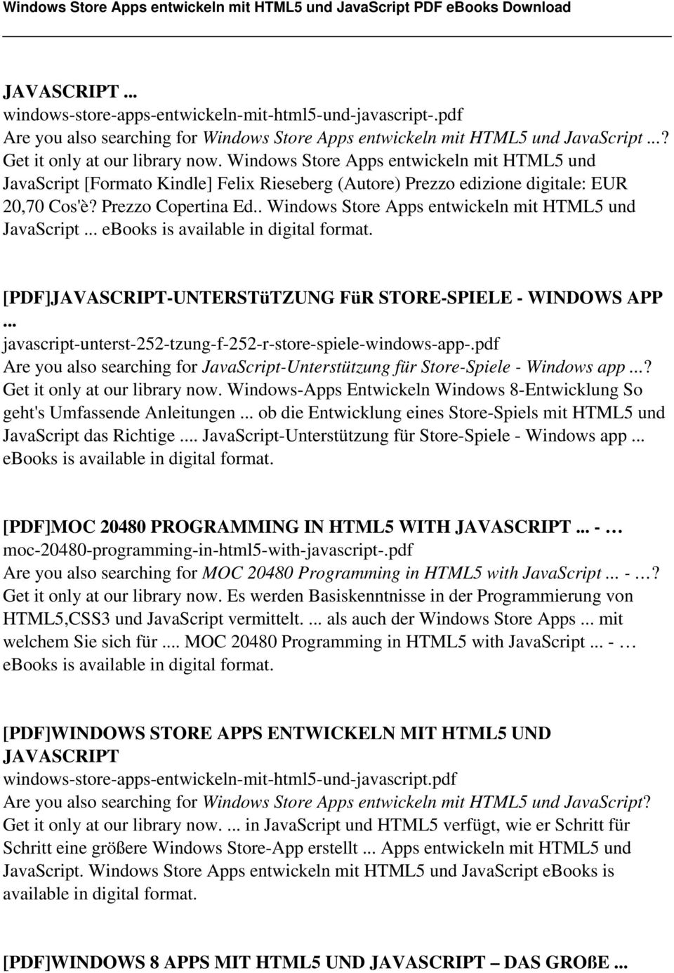 pdf Are you also searching for JavaScript-Unterstützung für Store-Spiele - Windows app...? Get it only at our library now.