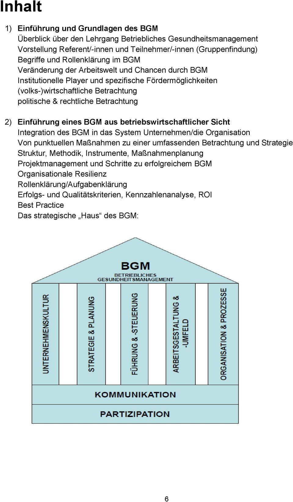 Betrachtung 2) Einführung eines BGM aus betriebswirtschaftlicher Sicht Integration des BGM in das System Unternehmen/die Organisation Von punktuellen Maßnahmen zu einer umfassenden Betrachtung und