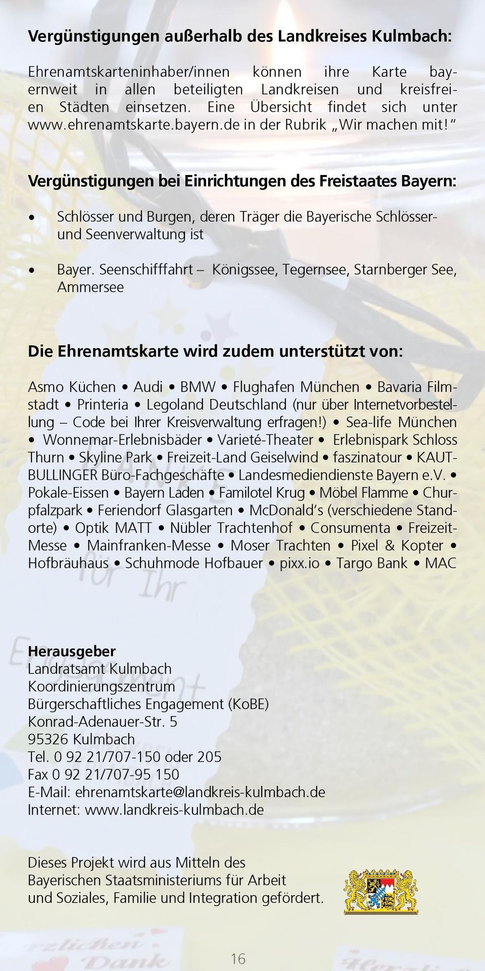 Akzeptanzpartner Der Bayerischen Ehrenamtskarte Im