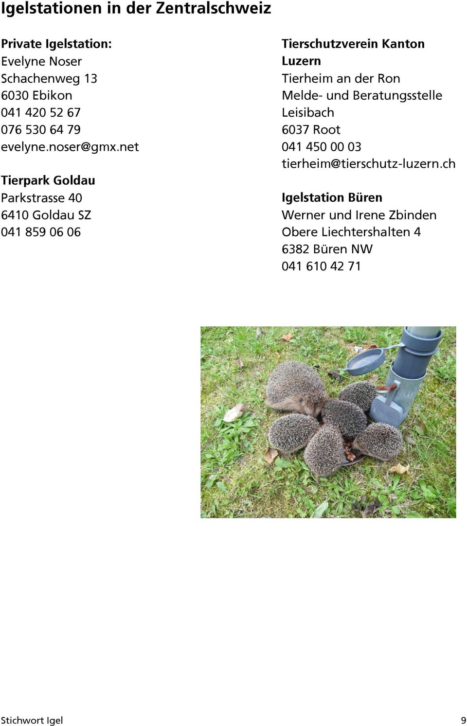 net Tierpark Goldau Parkstrasse 40 6410 Goldau SZ 041 859 06 06 Tierschutzverein Kanton Luzern Tierheim an der Ron